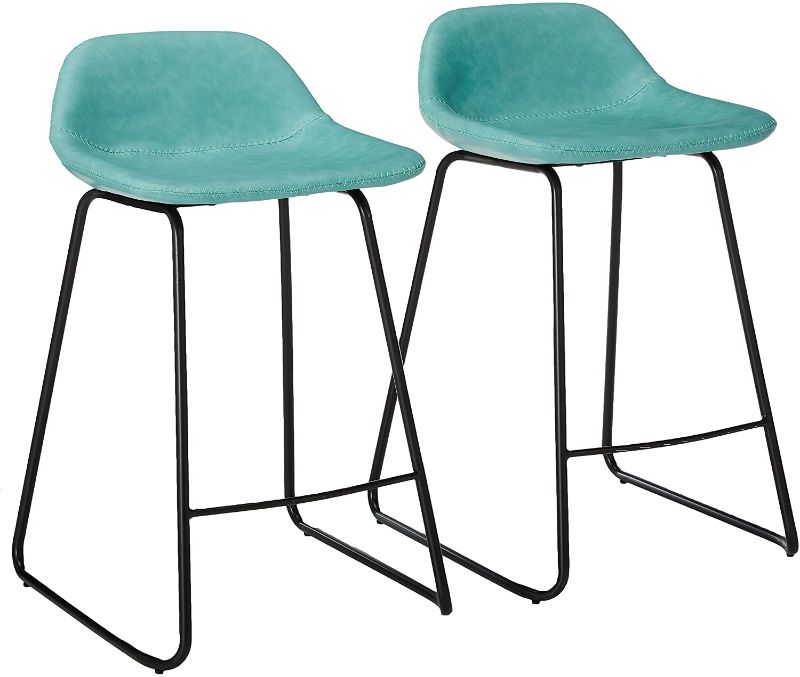 Photo 1 of 
Cortesi Home Ava Counterstools Aqua Blue Faux Leather Set of 2
