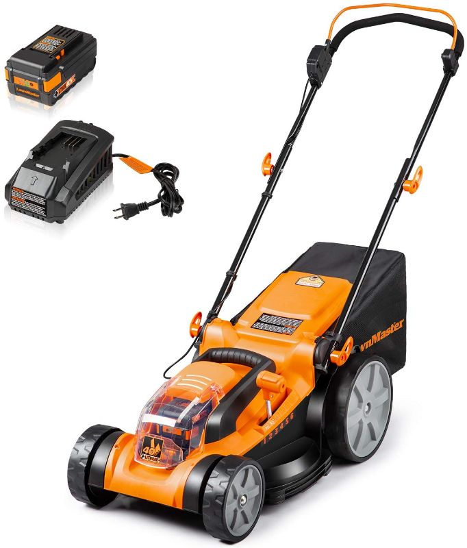 Photo 1 of *DAMAGED* LawnMaster CLMF4016K Cordless 16-Inch Brushless Push Lawn Mower 40V Max Lithium-Ion with 4.0Ah Battery & Charger
