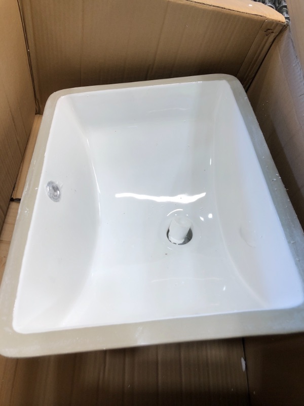 Photo 2 of 
Bathroom Sink Undermount - Kichae 18"x14" Vanity Sink Modern White Rectangle Undermount Sink Porcelain Ceramic Lavatory Vanity Bathroom Sink with Overflow
