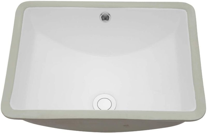 Photo 1 of 
Bathroom Sink Undermount - Kichae 18"x14" Vanity Sink Modern White Rectangle Undermount Sink Porcelain Ceramic Lavatory Vanity Bathroom Sink with Overflow
