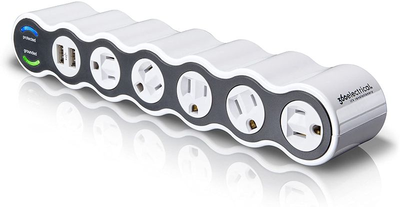 Photo 1 of 360 Electrical 36052 White Surge Protector, 5-Outlet + 2 USB + 4 ft. Cord
