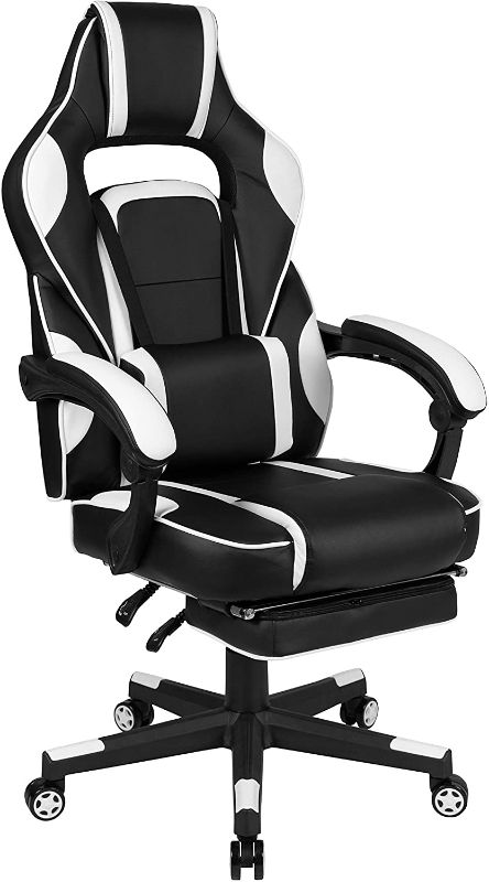 Photo 1 of Flash Furniture X40 Gaming Chair Racing Ergonomic Computer Chair with Fully Reclining Back/Arms, Slide-Out Footrest, Massaging Lumbar - White  (LOOSE PARTS/HARDWARE)
