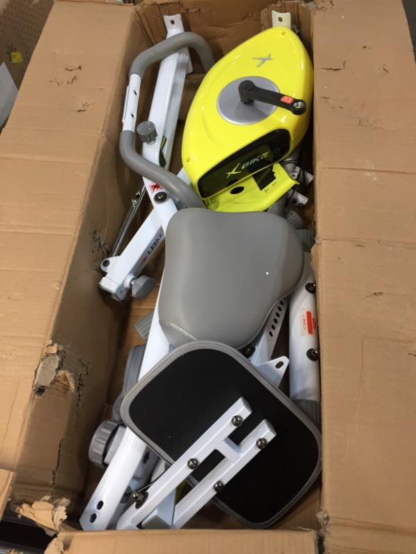 Photo 3 of ***PARTS ONLY*** leikefitness LEIKE X Bike Ultra-Quiet Folding Exercise Bike, Magnetic Upright Bicycle with Heart Rate,LCD Monitor and easy to assemble 2200 (YELLOW)  (DAMAGED SEE PICTURE/LOOSE PARTS)
