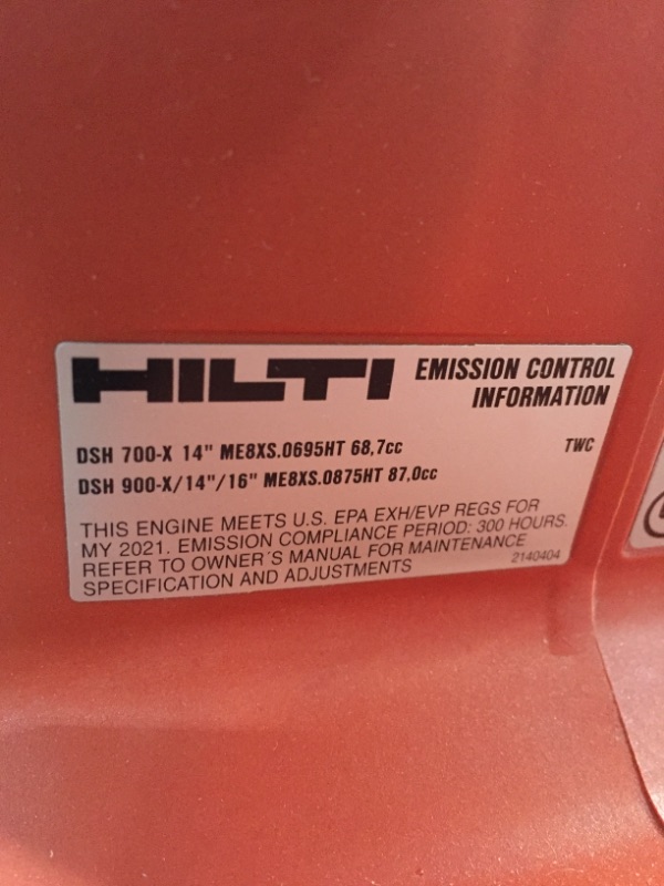 Photo 3 of Hilti DSH 900-X 87 Cc 14 in. Hand-Held Gas Saw with Auto Choke

