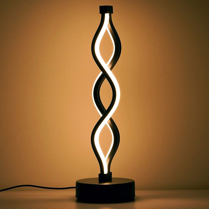 Photo 1 of NUÜR Infinity Spiral LED Table Lamp Black, Dimmable Metallic Beside Lamp with Touch Controller, 3 Colour Temperature, 13 Inch Height, Decorative Lamp for Home, Living Room & Office
