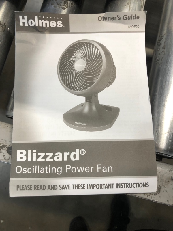 Photo 2 of **UNFUNCTIONAL** HAOF90-UC Blizzard 8 Inch Three-Speed Oscillating Table/Wall Fan- Charcoal
