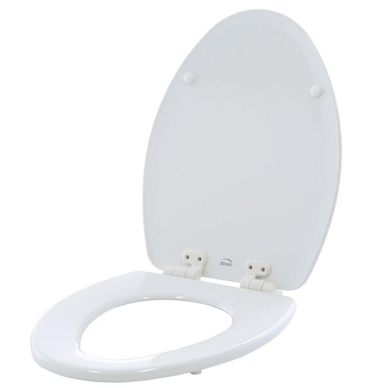 Photo 1 of Jamestown Adjustable Slow Close Never Loosens Elongated Closed Front Toilet Seat in White