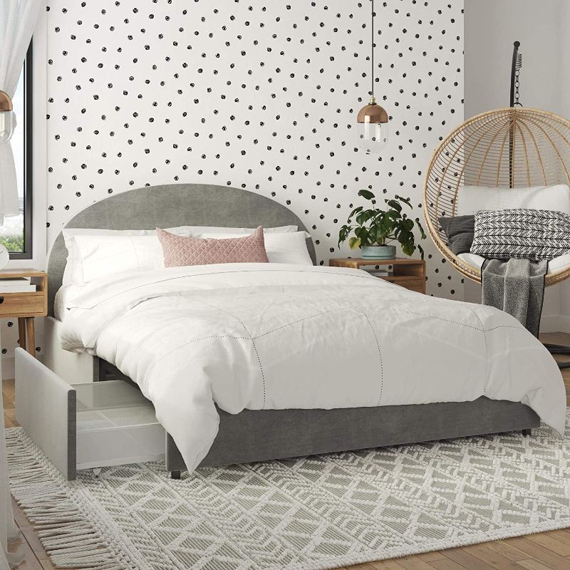 Photo 1 of *INCOMPLETE**
Mr. Kate Moon Upholstered Bed with Storage, Full Size Frame, Light Gray Velvet
