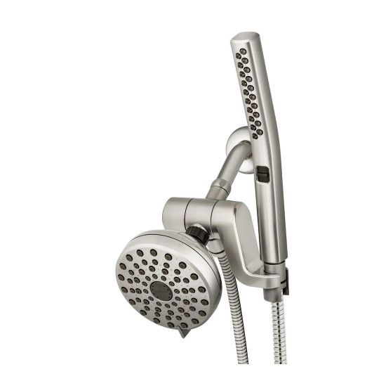 Photo 1 of 12-spray 5 in. High PressureDual Shower Head and Handheld Shower Head in Brushed Nickel
