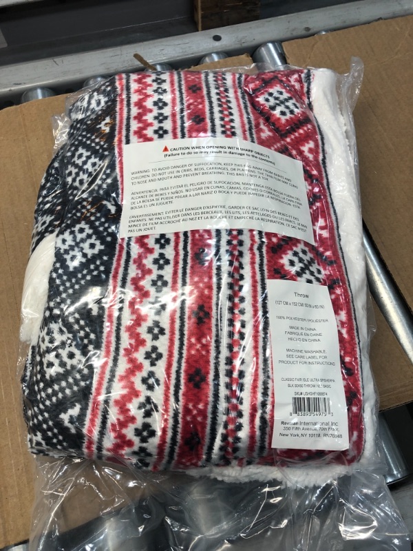 Photo 2 of Eddie Bauer Ultra-Plush Collection Throw Blanket-Reversible Sherpa Fleece Cover, Soft & Cozy, Perfect for Bed or Couch, Fair Isle
