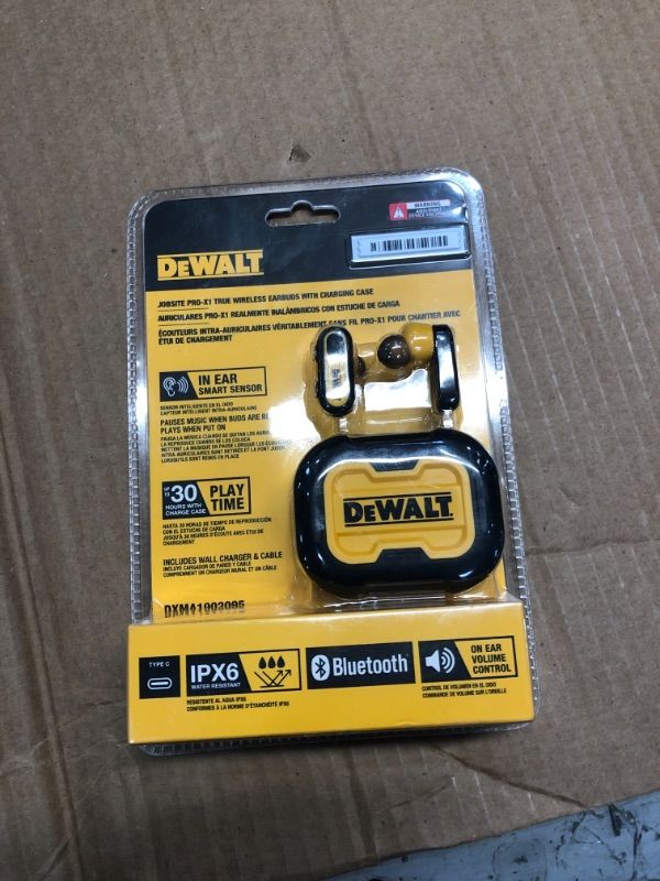 Photo 2 of  Dewalt Jobsite Pro-X1 Bluetooth Wireless Earbud w/Charging Case
