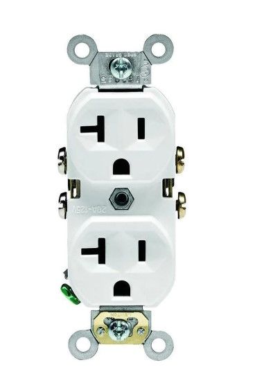 Photo 1 of 20 Amp Commercial Grade Duplex Outlet, White (10-Pack)
