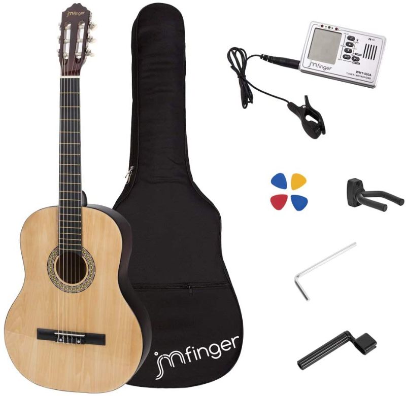 Photo 1 of **DAMAGED**
JMFinger Full Size Classical Guitar 39 inch Guitar for Beginners with Gig Bag, Strap, Picks, 3 in 1 Metronome&Tuner,Natural
