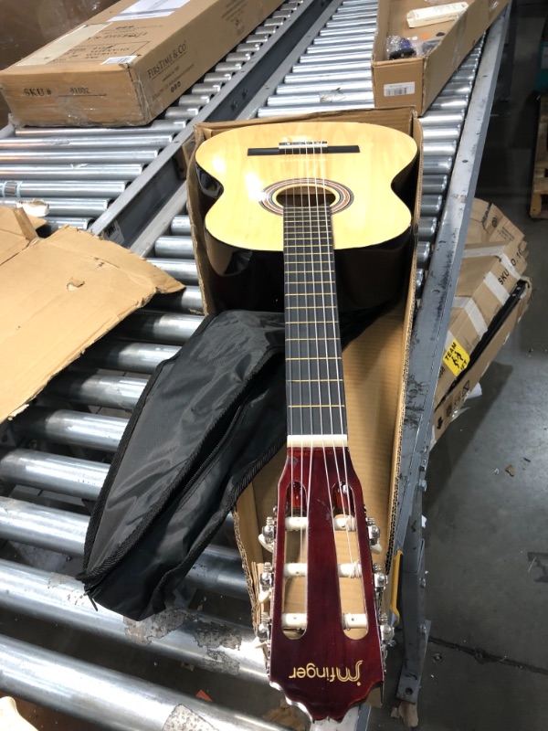 Photo 1 of **DAMAGED**
JMFinger Full Size Classical Guitar 39 inch Guitar for Beginners with Gig Bag, Strap, Picks, 3 in 1 Metronome&Tuner,Natural
