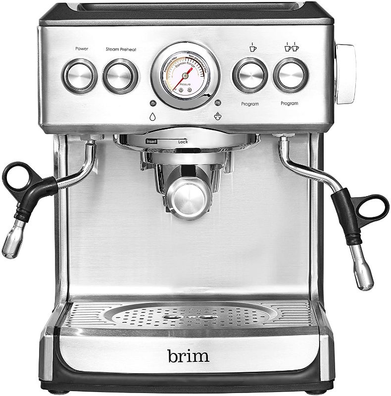 Photo 1 of ***PARTS ONLY*** Brim 19 Bar Espresso Machine, Fast Heating Cappuccino, Americano, Latte and Espresso Maker, Milk Steamer and Frother, Removable Parts for Easy Cleaning, Stainless Steel
