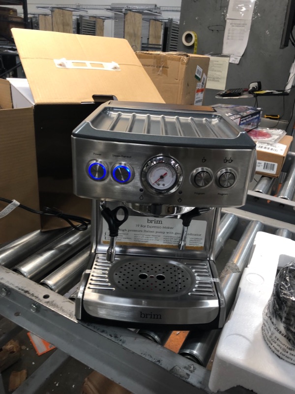 Photo 3 of ***PARTS ONLY*** Brim 19 Bar Espresso Machine, Fast Heating Cappuccino, Americano, Latte and Espresso Maker, Milk Steamer and Frother, Removable Parts for Easy Cleaning, Stainless Steel
