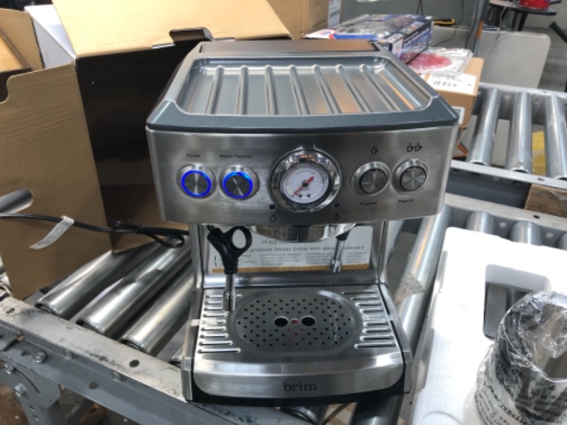 Photo 2 of ***PARTS ONLY*** Brim 19 Bar Espresso Machine, Fast Heating Cappuccino, Americano, Latte and Espresso Maker, Milk Steamer and Frother, Removable Parts for Easy Cleaning, Stainless Steel
