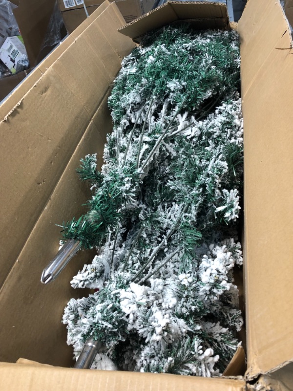 Photo 3 of **INCOMPLETE**
Flocked Christmas Tree 7.5ft, Snow Flocked Christmas Tree Artificial White Hinged Pine Xmas Tree
