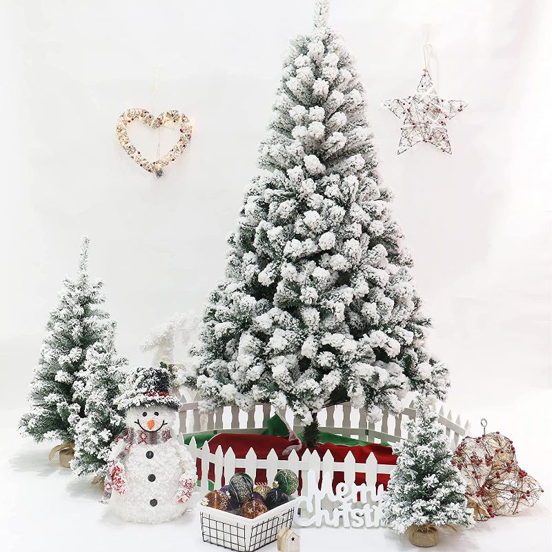 Photo 1 of **INCOMPLETE**
Flocked Christmas Tree 7.5ft, Snow Flocked Christmas Tree Artificial White Hinged Pine Xmas Tree
