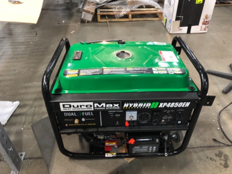 Photo 3 of **PARTS ONLY**
DuroMax XP4850EH Generator-4850 Watt Gas or Propane Powered-Electric Start-Camping & RV Ready, 50 State Approved Dual Fuel Portable Generator, Green
