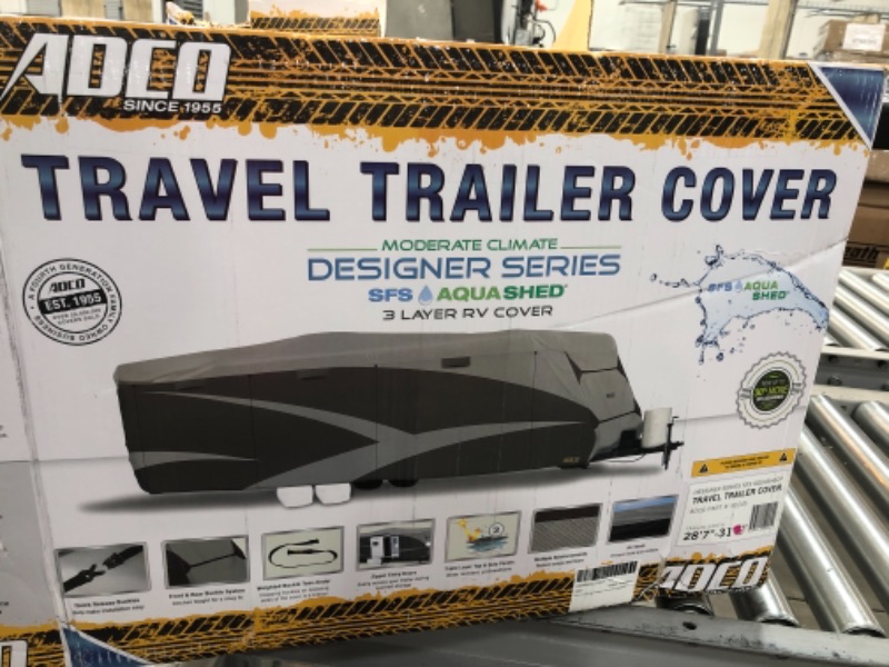 Photo 4 of **INCOMPLETE**
ADCO Travel Trailer Designer Series RV Cover, Gray SFS AquaShed Top/Gray Polypropylene Sides
