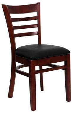 Photo 1 of **DIFFERENT FROM STOCK PHOTO**
Feromin Corporation Mahogany Ladder Back Restaurant Chair with Black Vinyl Cushion, 2 PKS
