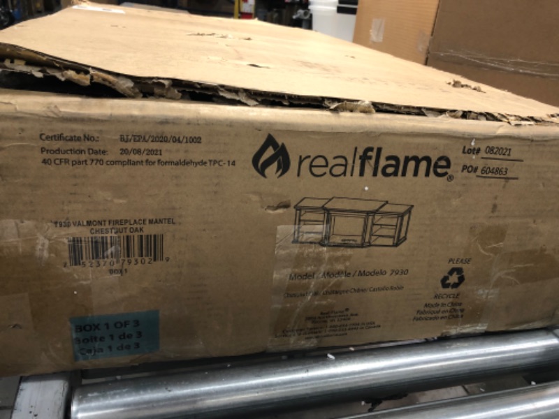 Photo 1 of **INCOMPLETE** (BOX 1 OF 3)
Real Flame Valmont 4,780 BTU / 1,500W 75 Inch Wide Freestanding Media Console Electric Fireplace with Remote Control
