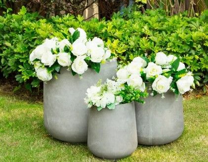 Photo 1 of **DAMAGED**
Kante Set of 3 Lightweight Footed Tulip Outdoor Planter - Rosemead Home & Garden, Inc
