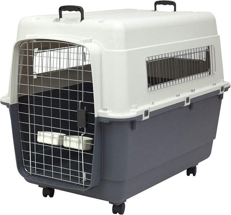 Photo 1 of **DAMAGED**
SportPet Designs Plastic Kennels Rolling Plastic Wire Door Travel Dog Crate- XX-Large
