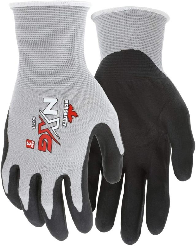 Photo 1 of **SLIGHTLY DIFFERENT FROM STOCK PHOTO**
MCR Safety 9673 NXG 13 Gauge Gray Nylon Black Nitrile Foam Coated Palm, Work Gloves (12 Pair)
