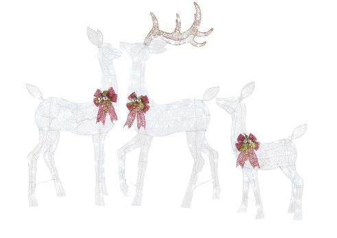 Photo 1 of 60 in. White Tinsel LED Deer Family (Set of 3) ( 60 in. Plus 54 in. Plus 37 in.)
