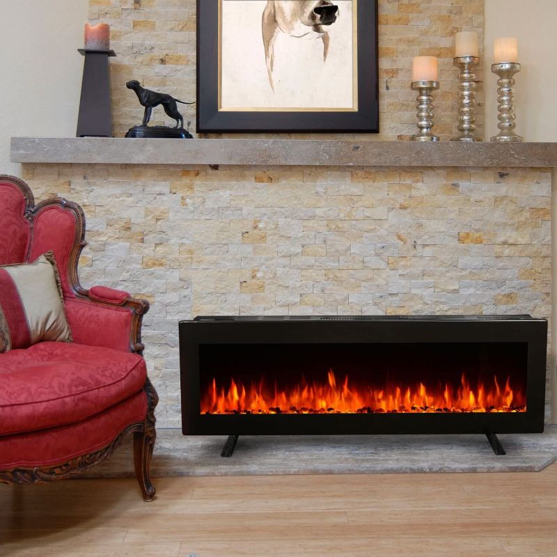 Photo 1 of **DAMAGED**
GMHome 50 Inches Electric Fireplace Wall Mounted Heater Freestanding Fireplace Crystal Stone Flame Effect 9 Changeable Flame Color Fireplace, with Remote, 1500 W- Metal Panel, Black
