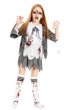 Photo 1 of IKALI Zombie Halloween Costume, Girls Boys Women Cheerleader High School Prisoner Bride Nurse Bloody Kids Fancy Dress Outfit
4-6 y/o