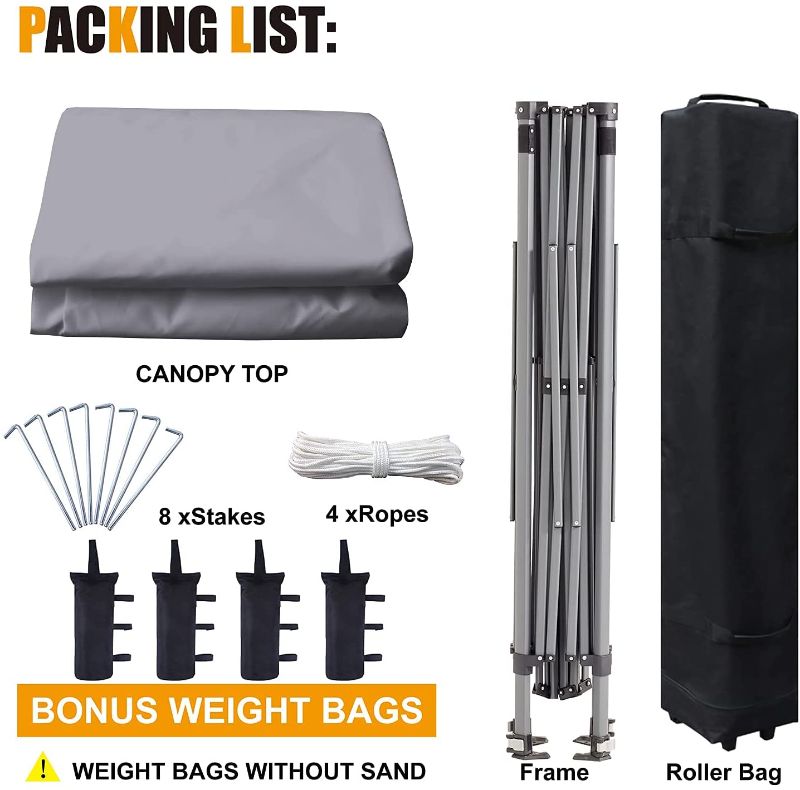 Photo 1 of (MISSING STAKES, ROPES, SM BAGS)
one touch canopy basic 10' x 10' Grey