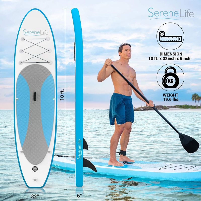 Photo 1 of (MISSING LEASH) SereneLife Inflatable Stand Up Paddle Board (6 Inches Thick) 10' Long