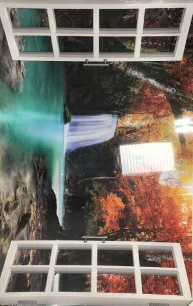 Photo 1 of (BROKEN FRAME) 
24" x 36" waterfall in outdoor 3d open window picture frame