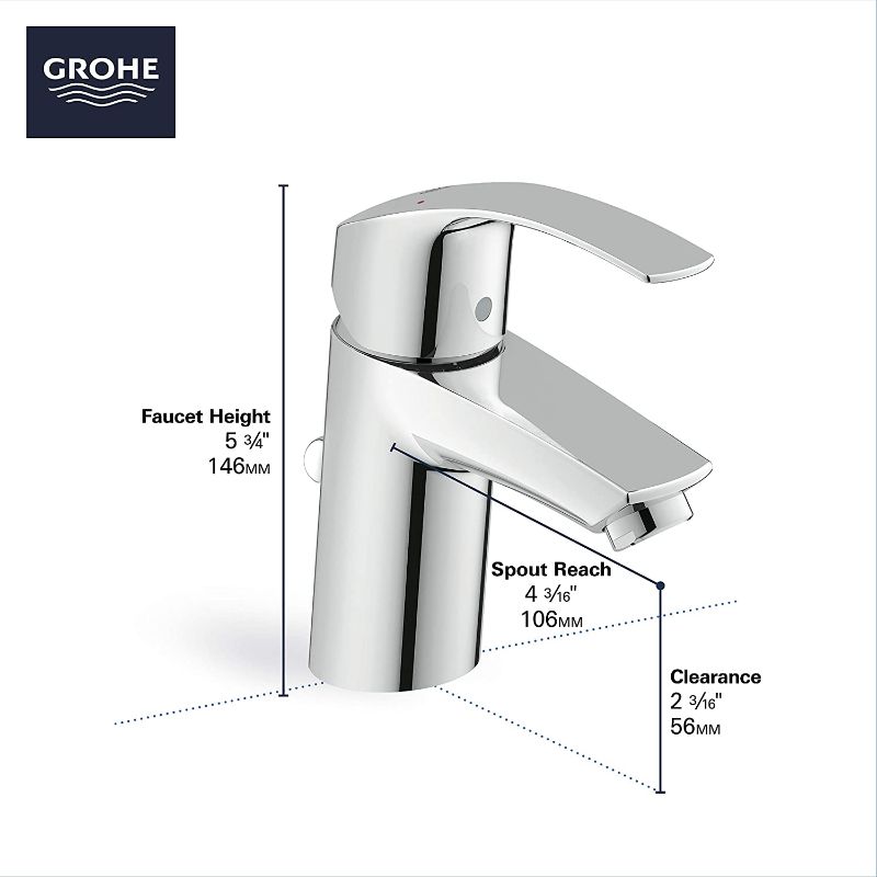 Photo 1 of *SEE last picture for damage*
Grohe 3264200A Eurosmart New Single-Handle Single-Hole Bathroom Faucet, 1.2 GPM, Starlight Chrome
