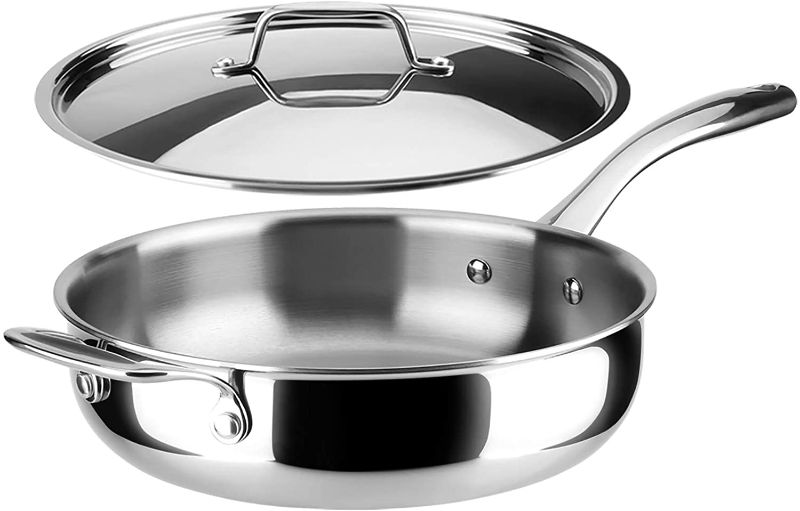 Photo 1 of *USED*
Duxtop Whole-Clad Tri-Ply Stainless Steel Saute Pan with Lid, 3 Quart, Kitchen Induction Cookware
