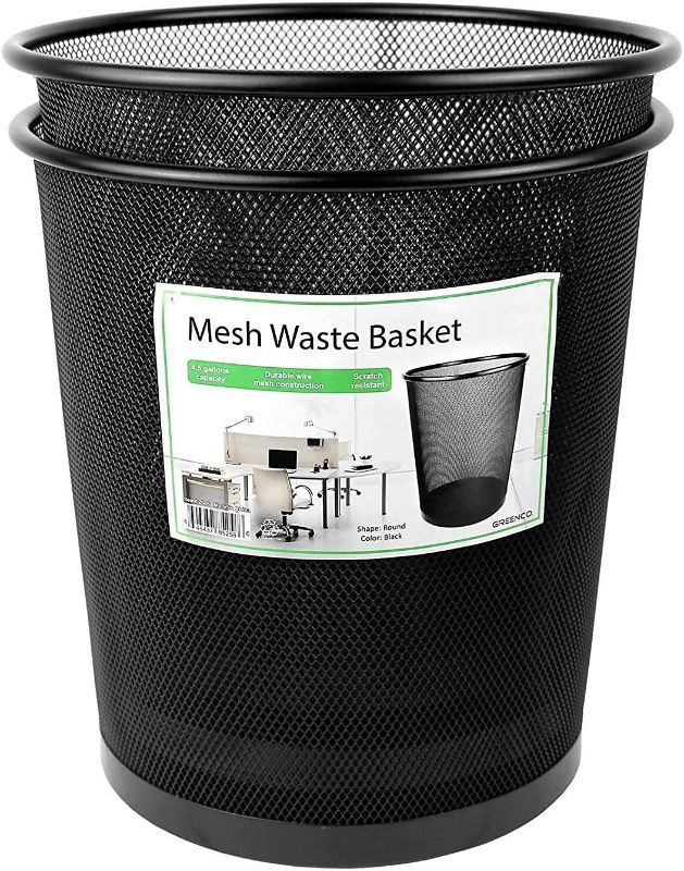 Photo 1 of *MISSING 1 can*
Greenco Small Trash Cans for Home or Office, 2-Pack, 4.5 Gallon Black Mesh Round Trash Cans, Lightweight, Sturdy for Under Desk, Kitchen, Bedroom, Den, or Recycling Can
