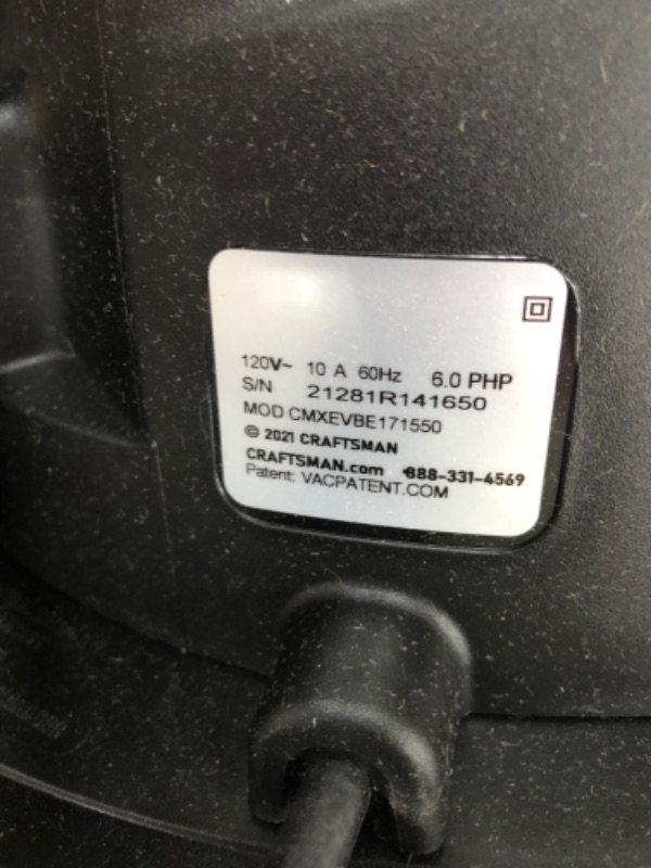 Photo 5 of *USED*
*MISSING hose*
CRAFTSMAN CMXEVBE17155 10 Gallon 6.0 Peak HP Stainless Steel Wet/Dry Vac, Portable Shop Vacuum with Attachments
