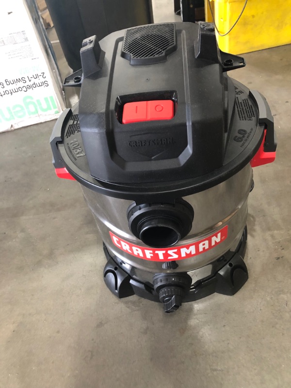 Photo 2 of *USED*
*MISSING hose*
CRAFTSMAN CMXEVBE17155 10 Gallon 6.0 Peak HP Stainless Steel Wet/Dry Vac, Portable Shop Vacuum with Attachments
