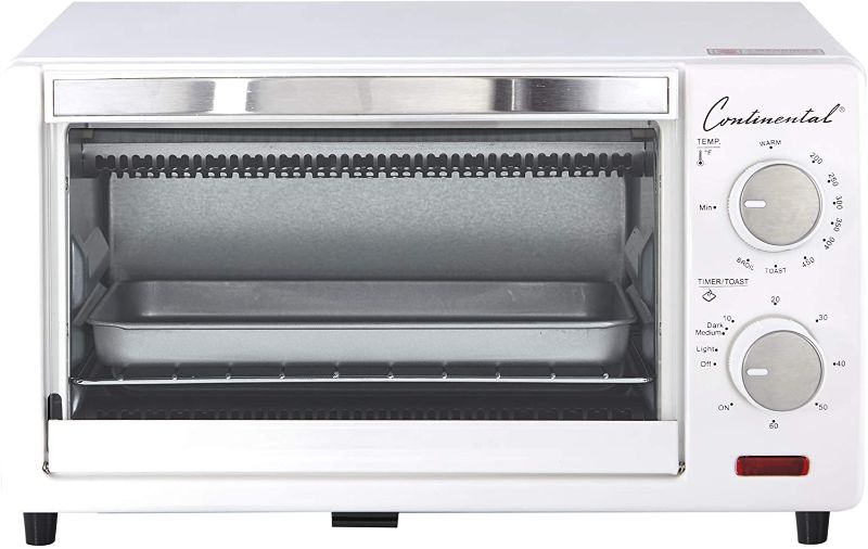 Photo 1 of *MISSING rack and tray*
Continental Electric CE-TO101 Toaster Oven, 4 Slice, White
