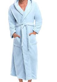 Photo 1 of Alimens & Gentle Men's Hooded Fleece Bathrobe, Full Length Warm Plush Robes, 1X- 2X
