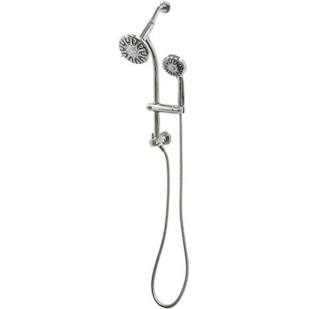 Photo 1 of *MISSING handshower head*
Glacier Bay 6-Spray Wall Bar Raincan Showerhead with 6-Spray Handshower in Brushed Nickel
