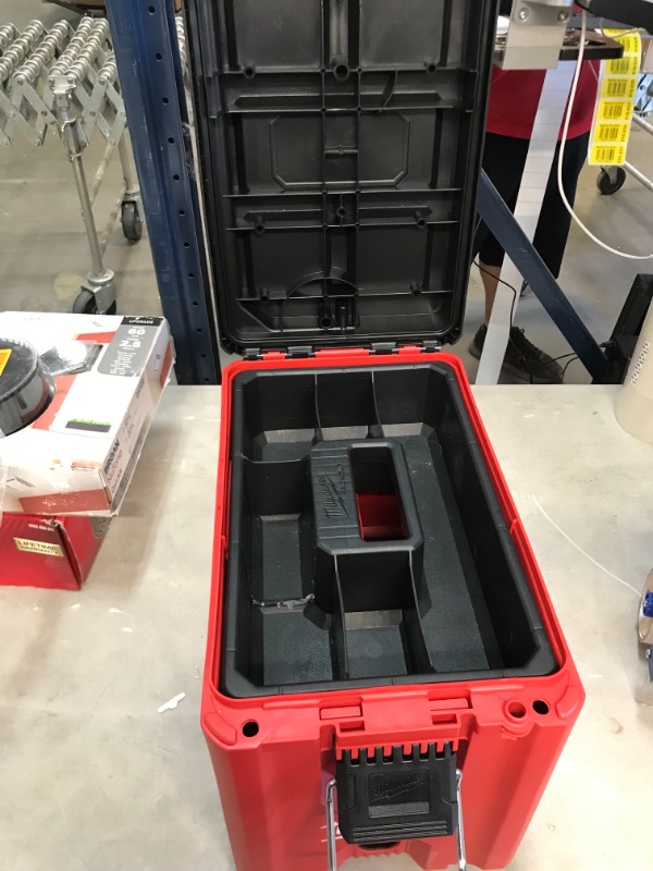 Photo 3 of *divider piece broken off, SEE last picture*
Milwaukee PACKOUT 10 in. Compact Portable Tool Box with Adjustable Dividers and Interior Storage Tray