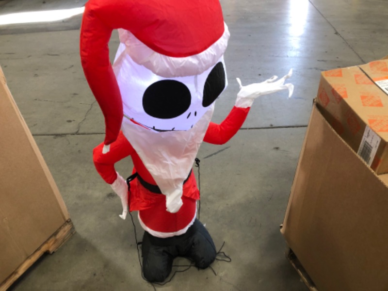 Photo 2 of 4 Ft Pre-Lit LED Airblown Disney Jack Skellington as Santa Christmas Inflatable
