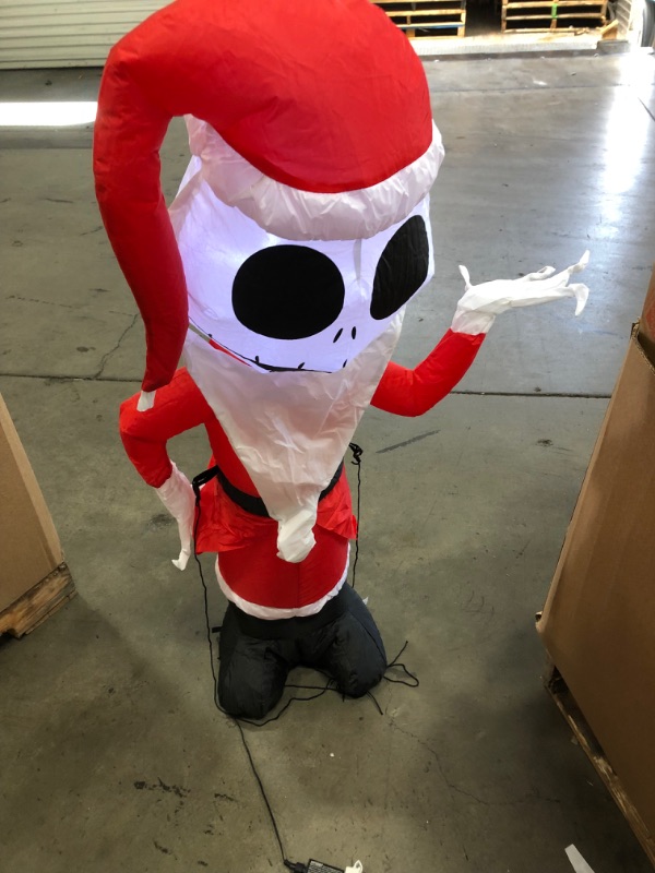 Photo 3 of 4 Ft Pre-Lit LED Airblown Disney Jack Skellington as Santa Christmas Inflatable
