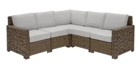 Photo 1 of **box 1 only** Laguna Point 5-Piece Brown Wicker Outdoor Patio Sectional Sofa Set with CushionGuard Stone Gray Cushions