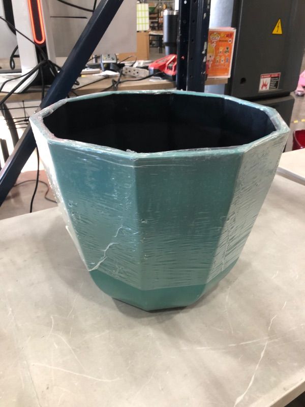 Photo 1 of 16 in. Alessi Plastic Planter, Aqua
