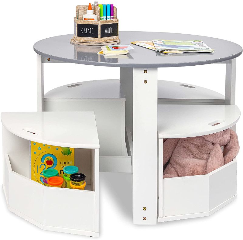 Photo 1 of Milliard Kids Table and Chair Set- Activity Play Table for Toddlers-Round Nesting Design with 4 Storage Stools